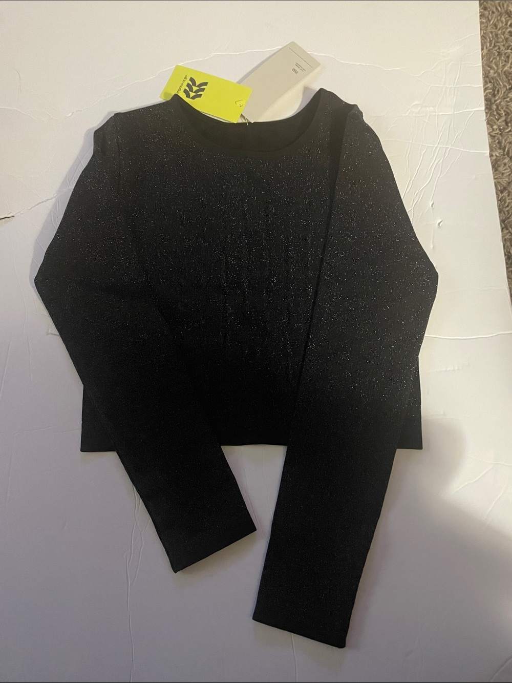 all in motion Black Glitter Long-Sleeve Crop Top